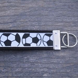 Girl Soccer Wristlet Keychain - Black